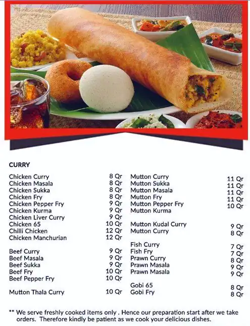 Menu of Chennai King, Al Wakrah, Doha  