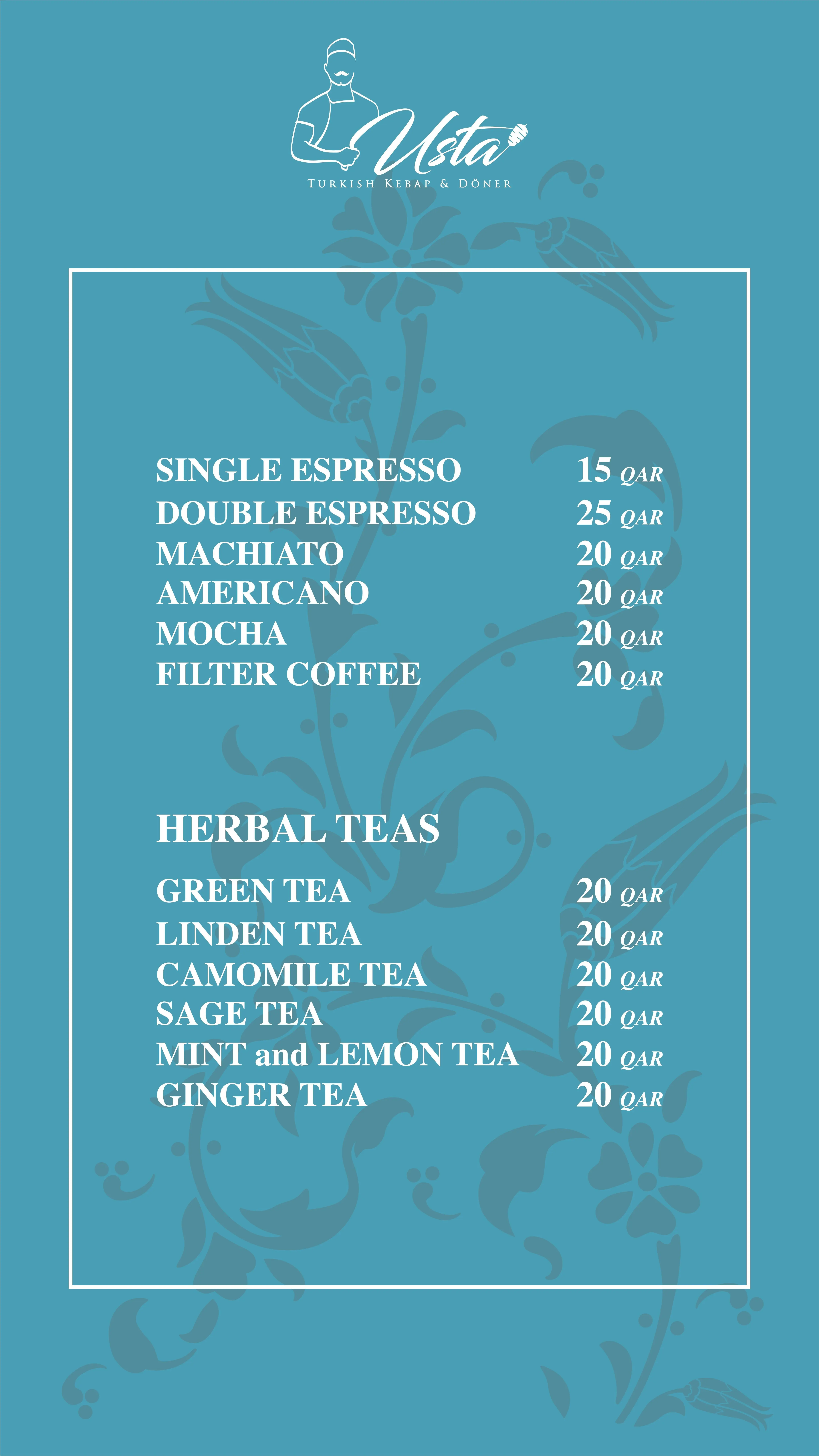 Menu of Usta Turkish Kebap & Doner, Souq Waqif, Doha  