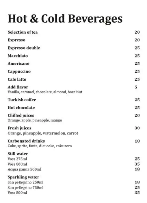 Menu of Caprice - Centara West Bay Residences & Suites, Dafna, Doha  