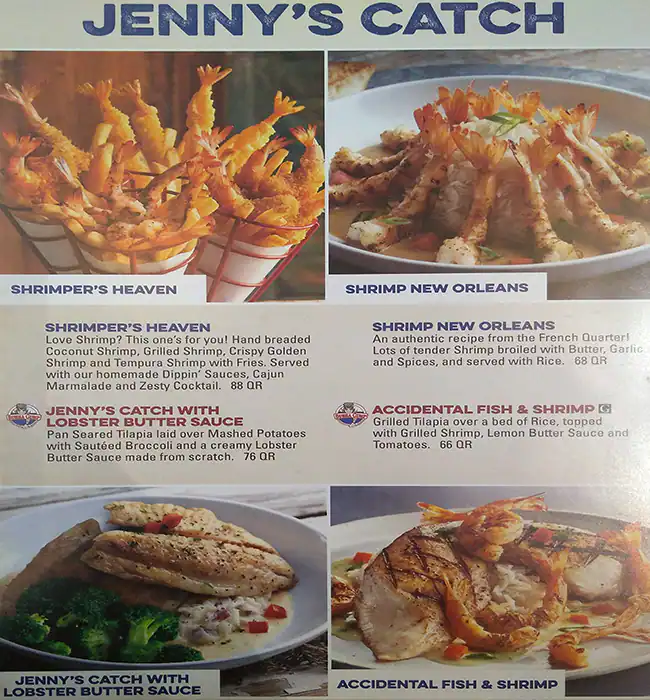 Menu of Bubba Gump, Umm Salal Mohammed, Doha  