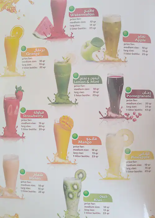 Menu of Abou Shaker ابو شاكر, Souq Waqif, Doha  