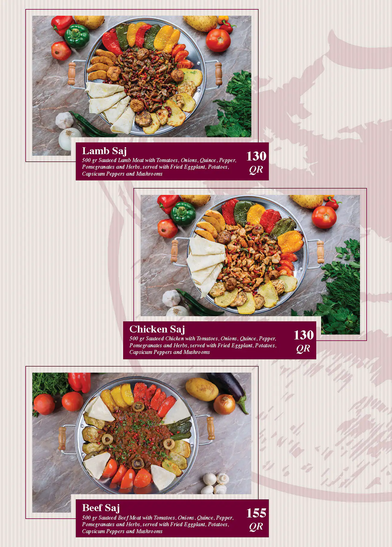 Menu of Nakhchivan Qatar, Souq Waqif, Doha  