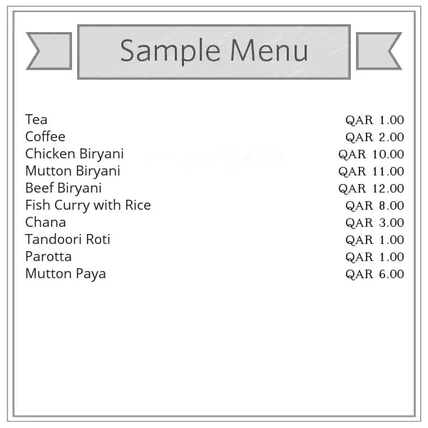 Menu of Sylhet Restaurant, Umm Salal Mohammed, Doha  