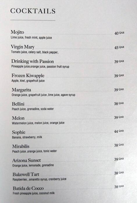 Menu of Signor Sassi, Markhiya, Doha  