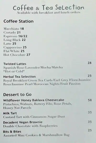 Menu of Twisted Olive, Dafna, Doha  