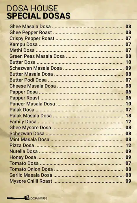Menu of Dosa House - دوسه هاوس, Old Airport Area, Doha  