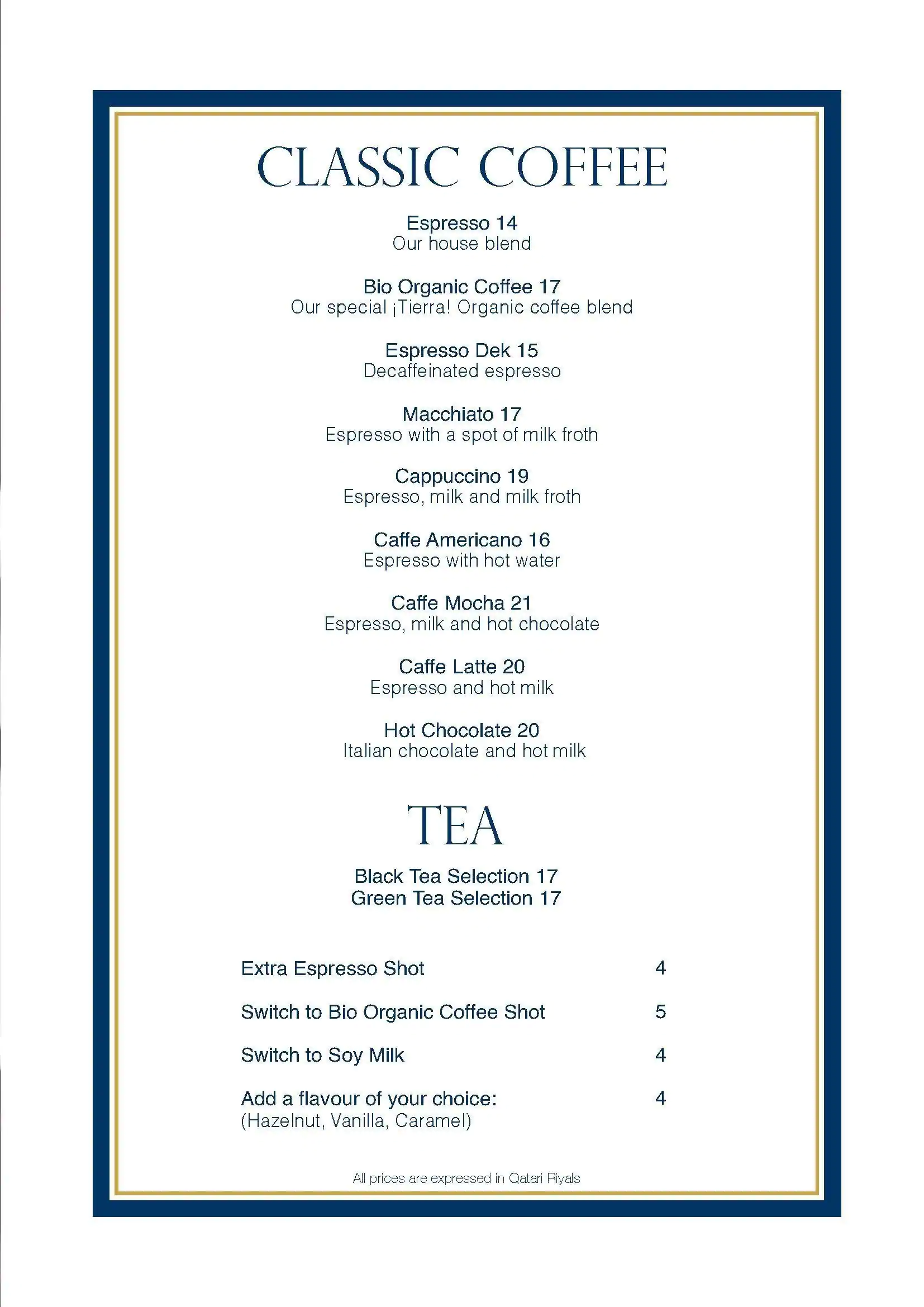 Menu of Caffé Como (Lavazza), Westbay, Doha  