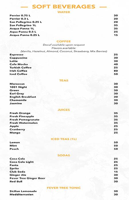 Menu of Pearl Social, Pearl Qatar, Doha  