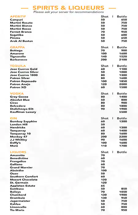 Menu of Pearl Social, Pearl Qatar, Doha  