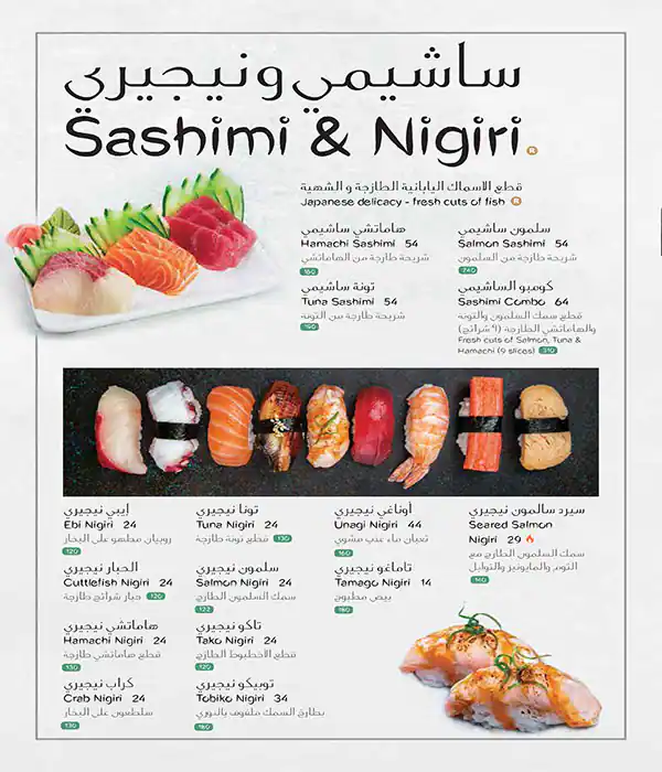 Menu of Sushi Library, Dafna, Doha  