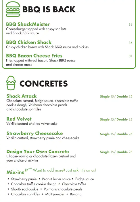 Menu of Shake Shack, Al Waab, Doha  