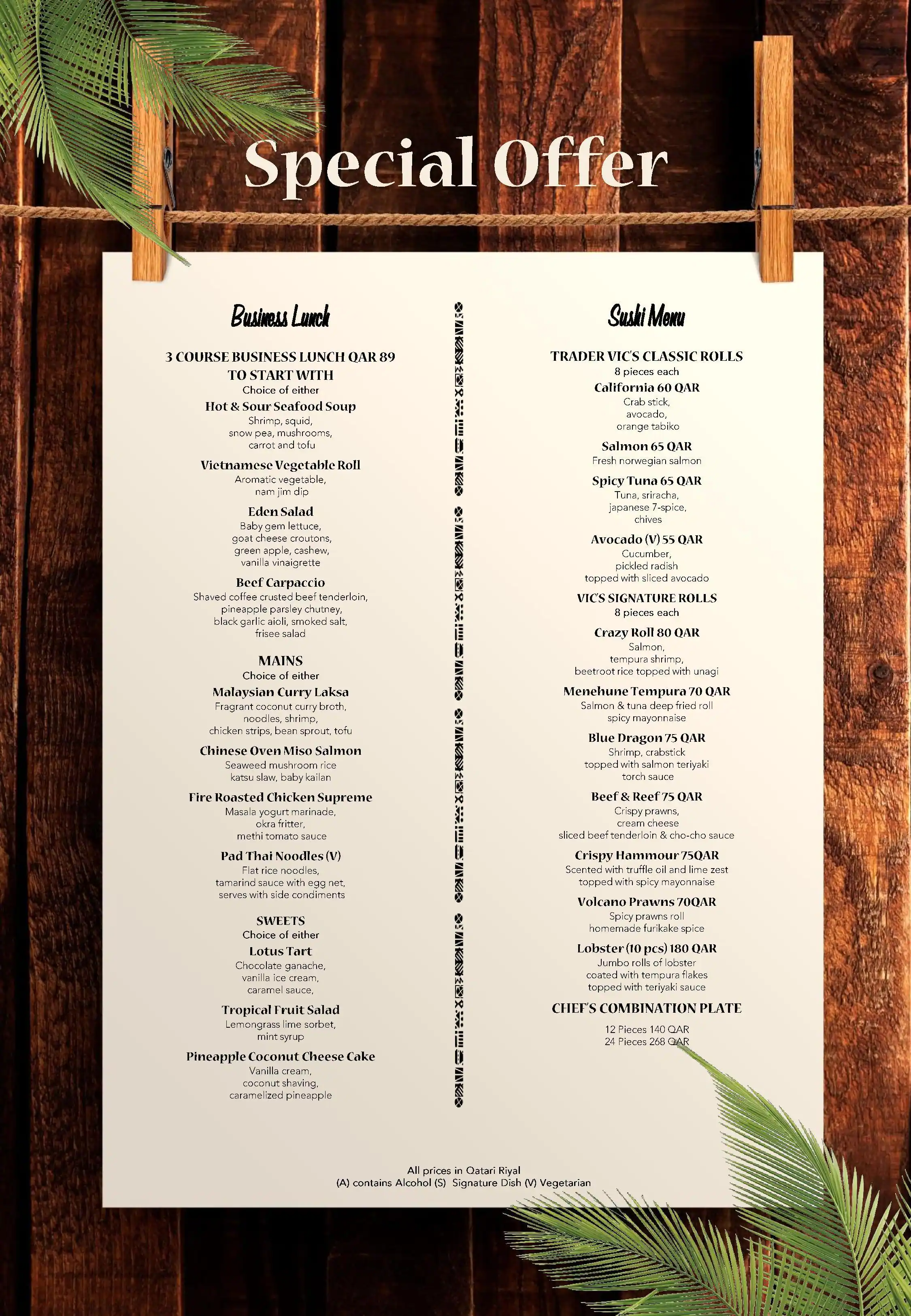 Menu of Trader Vic's - Hilton Doha, Dafna, Doha  