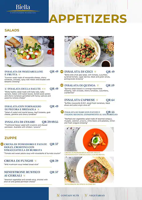 Menu of Biella, City Center Mall, Dafna, Doha  