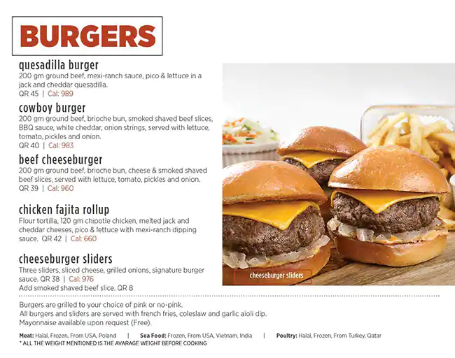 Menu of Applebee's - ابل بيز, City Center Mall, Dafna, Doha  