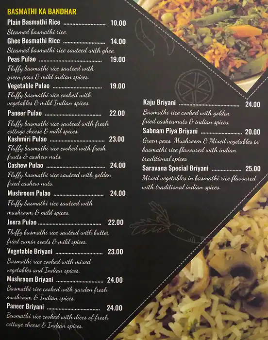 Menu of Saravanaa Bhavan, Al Ghanim, Doha  