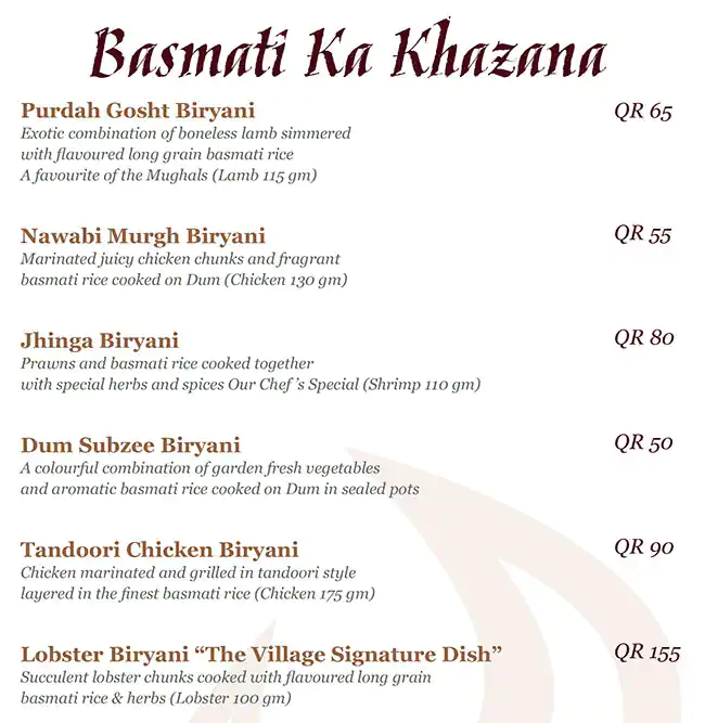 Best restaurant menu near Al Wakrah Doha