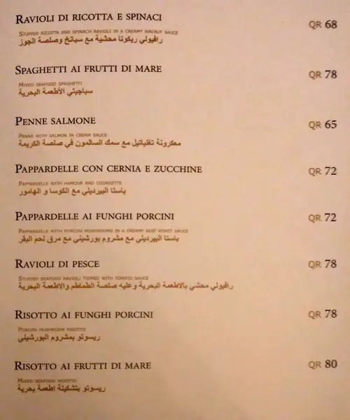 Menu of Lo Spaghetto, Al Nasr, Doha  