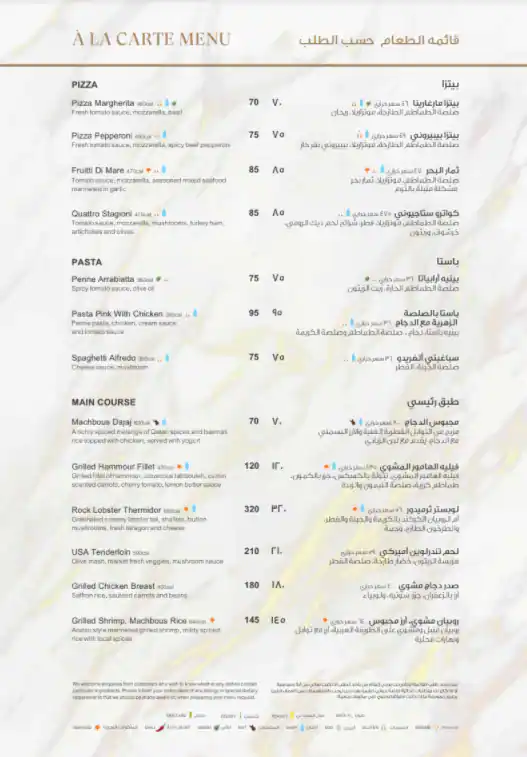 Menu of Al Hubara - Sheraton Grand Doha Resort and Convention Hotel, Dafna, Doha  