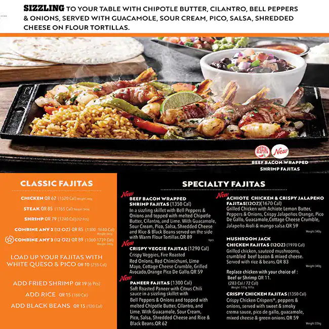 Menu of Chili's, Al Waab, Doha  