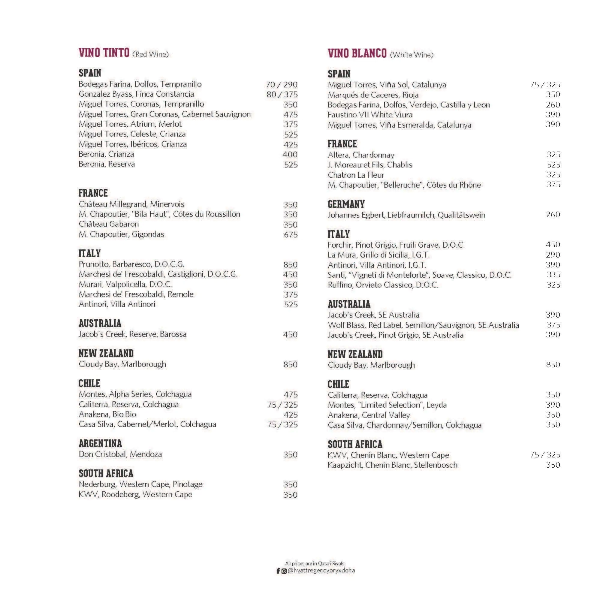 Menu of The Cellar, Old Airport Area, Doha  