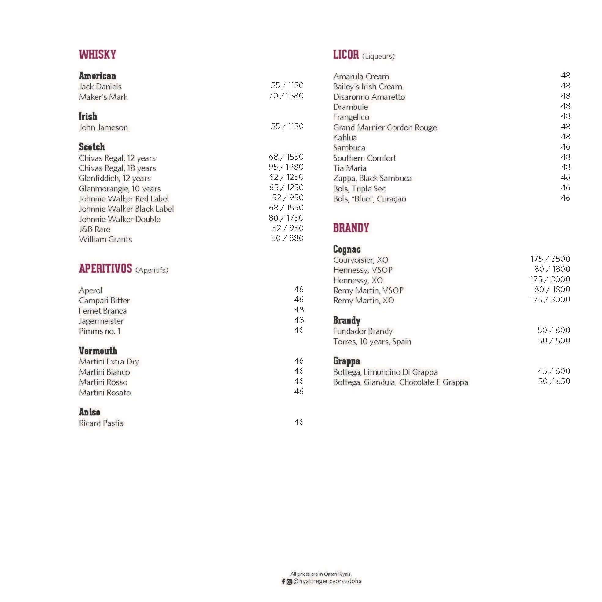 Menu of The Cellar, Old Airport Area, Doha  