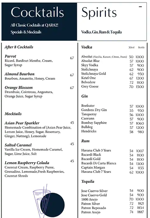 Menu of Jazz Club, Old Airport Area, Doha  