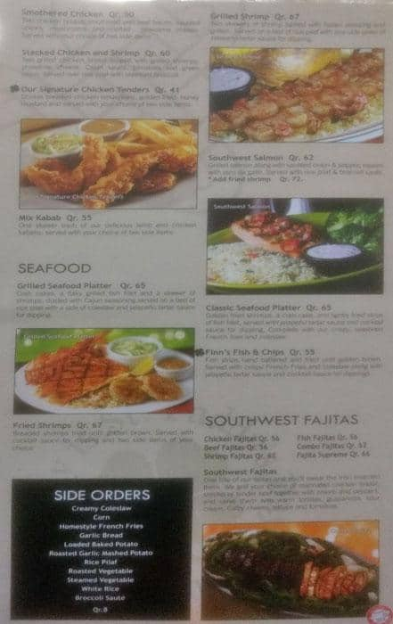 Menu of Bennigan's, Dafna, Doha  