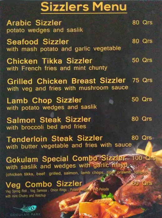 Menu of De Dine Zone - Gokulam Park, Al Salata, Doha  