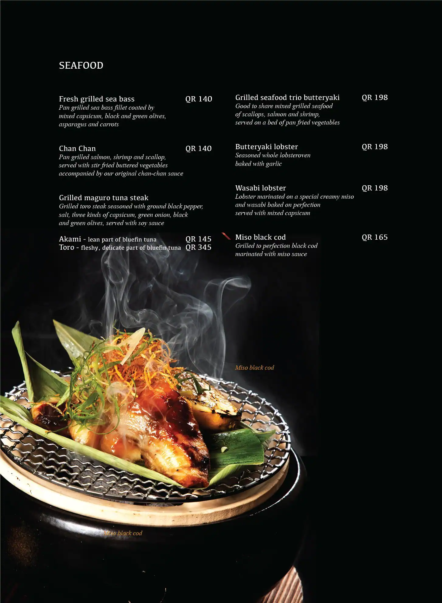 Menu of Megu, Pearl Qatar, Doha  