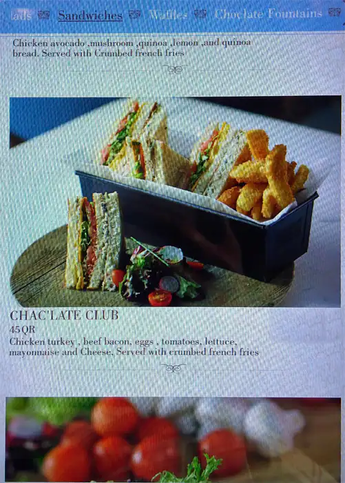 Menu of Chac Late, Katara, Doha  