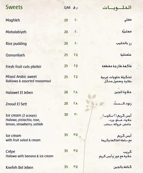 Shisha Garden - La Cigale Hotel Fereej Bin Mahmoud Restaurant Menu in ...