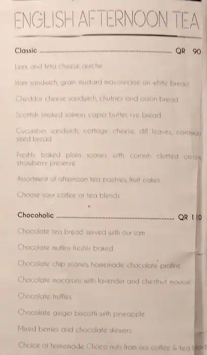 Menu of Spikes Lounge, Westbay, Doha  