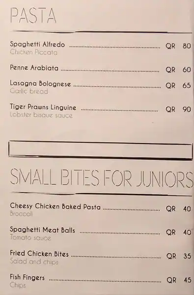 Menu of Spikes Lounge, Westbay, Doha  