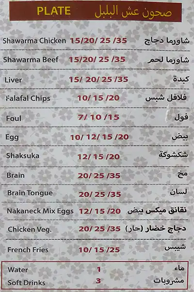 Menu of Aush Al-Bulbul - عش البلبل, Al Gharafa, Doha  