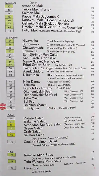 Menu of Junko, Pearl Qatar, Doha  