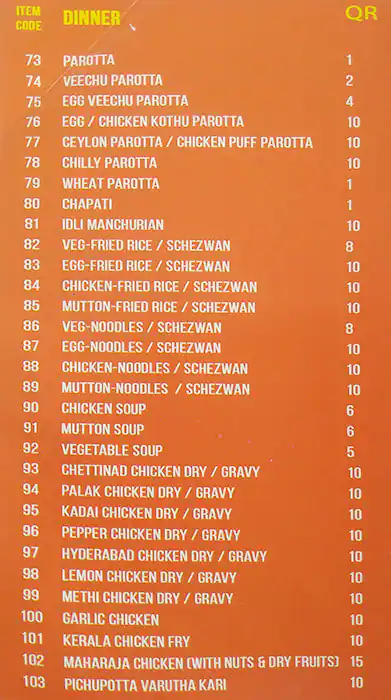 Menu of New South Indian Restaurant, Najma, Doha  