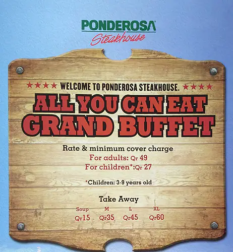 Menu of Ponderosa, Al Aziziyah, Doha  