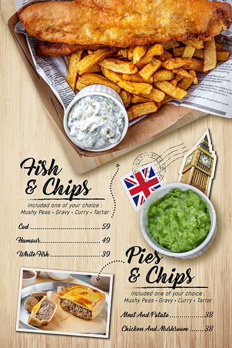 Menu of The Chippy, Bin Omran, Doha  