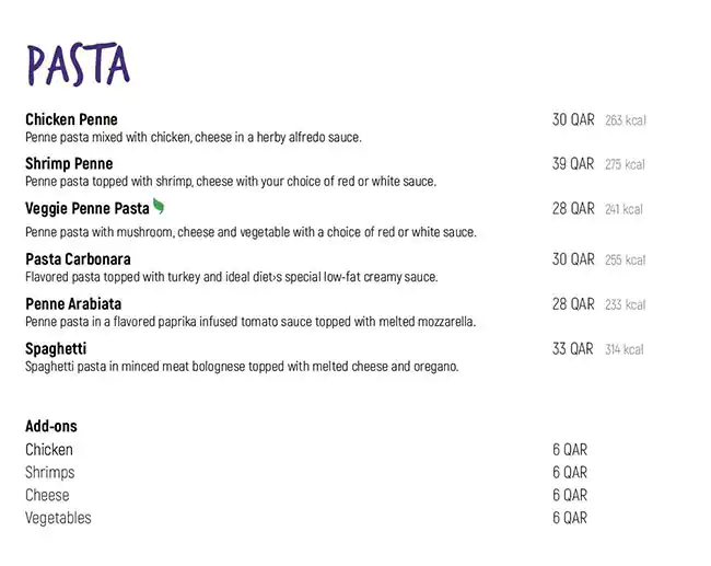 Menu of Ideal Diet Cafe, Bin Omran, Doha  