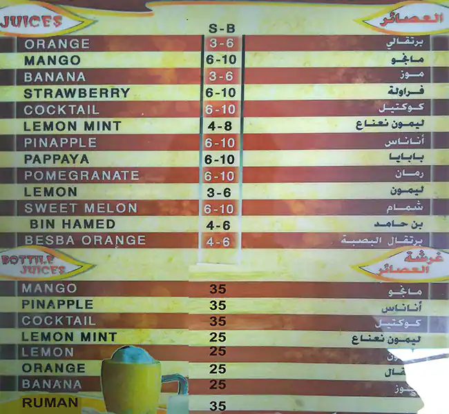 Menu of Doha Falcon Cafeteria, Al Gharafa, Doha  