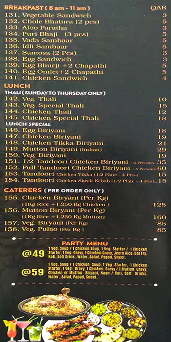 Menu of Haveli Heritage Restaurant, Barwa Village, Doha  