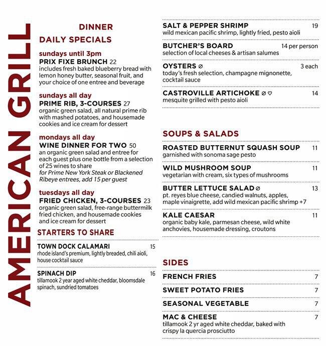 Menu of Paul Martin's American Grill, Oak Lawn, Dallas  