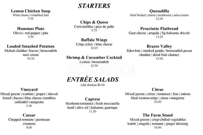 Menu of 15th Street Cafe - DoubleTree Suites Downtown, Downtown, Austin  