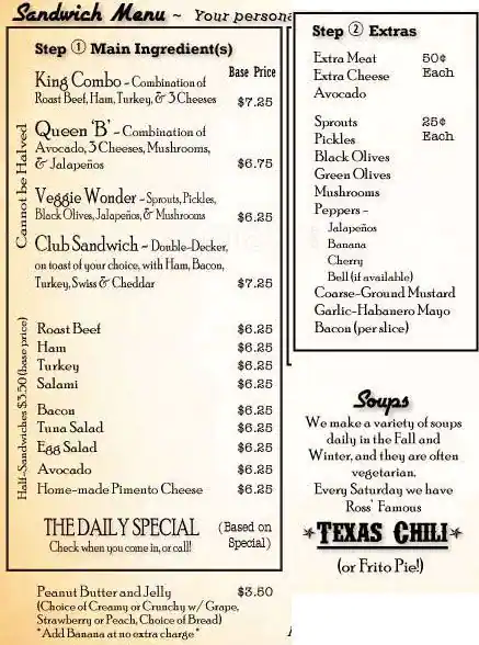 Menu of Avenue B Grocery, Hyde Park, Austin  