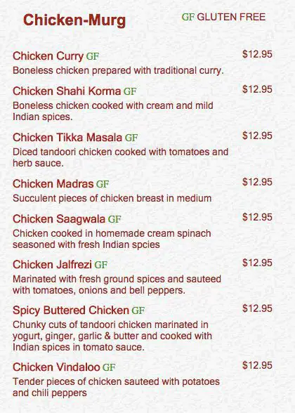 Menu of Bombay Grill Indian Restaurant, Rollingwood, Austin  