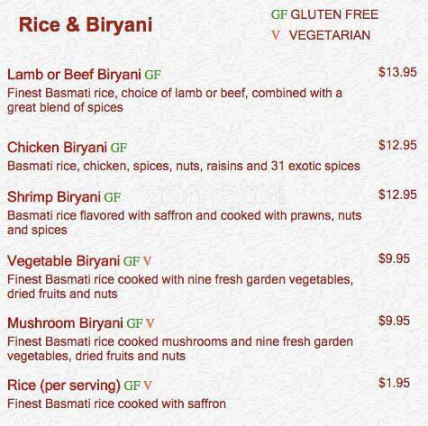 Menu of Bombay Grill Indian Restaurant, Rollingwood, Austin  