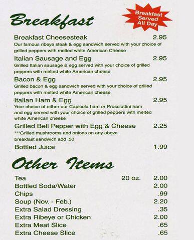 Menu of Delaware Subs, Anderson Mill, Austin  