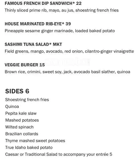 Best restaurant menu near Hancock Center Hancock Austin