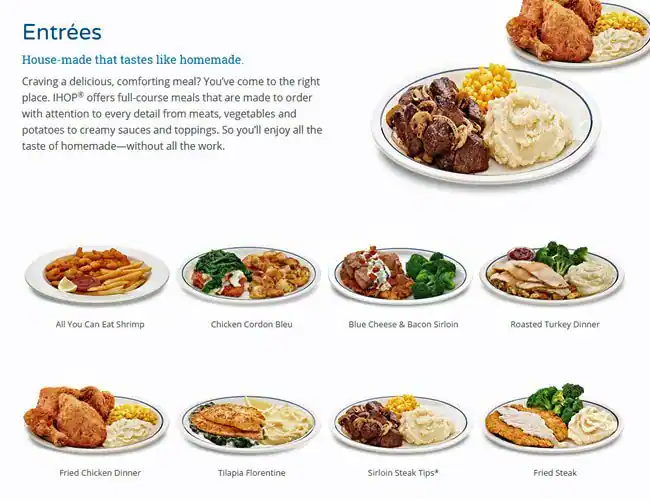 Menu of IHOP, Southpark Meadows, Austin  