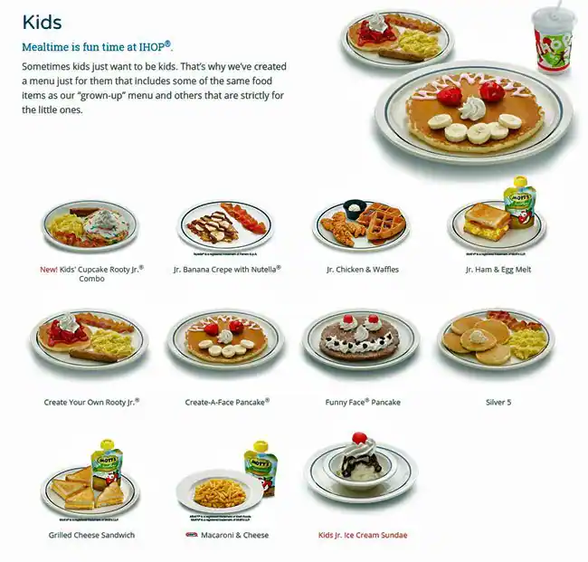 Menu of IHOP, Southpark Meadows, Austin  